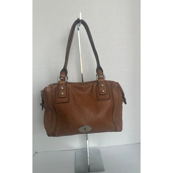 Fossil Marlow Chestnut Pebble Leather Double Handle Satchel Shoulder Handbag - Picture 1 of 10